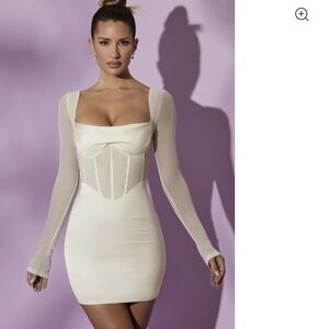 White satin and mesh lorient oh polly dress